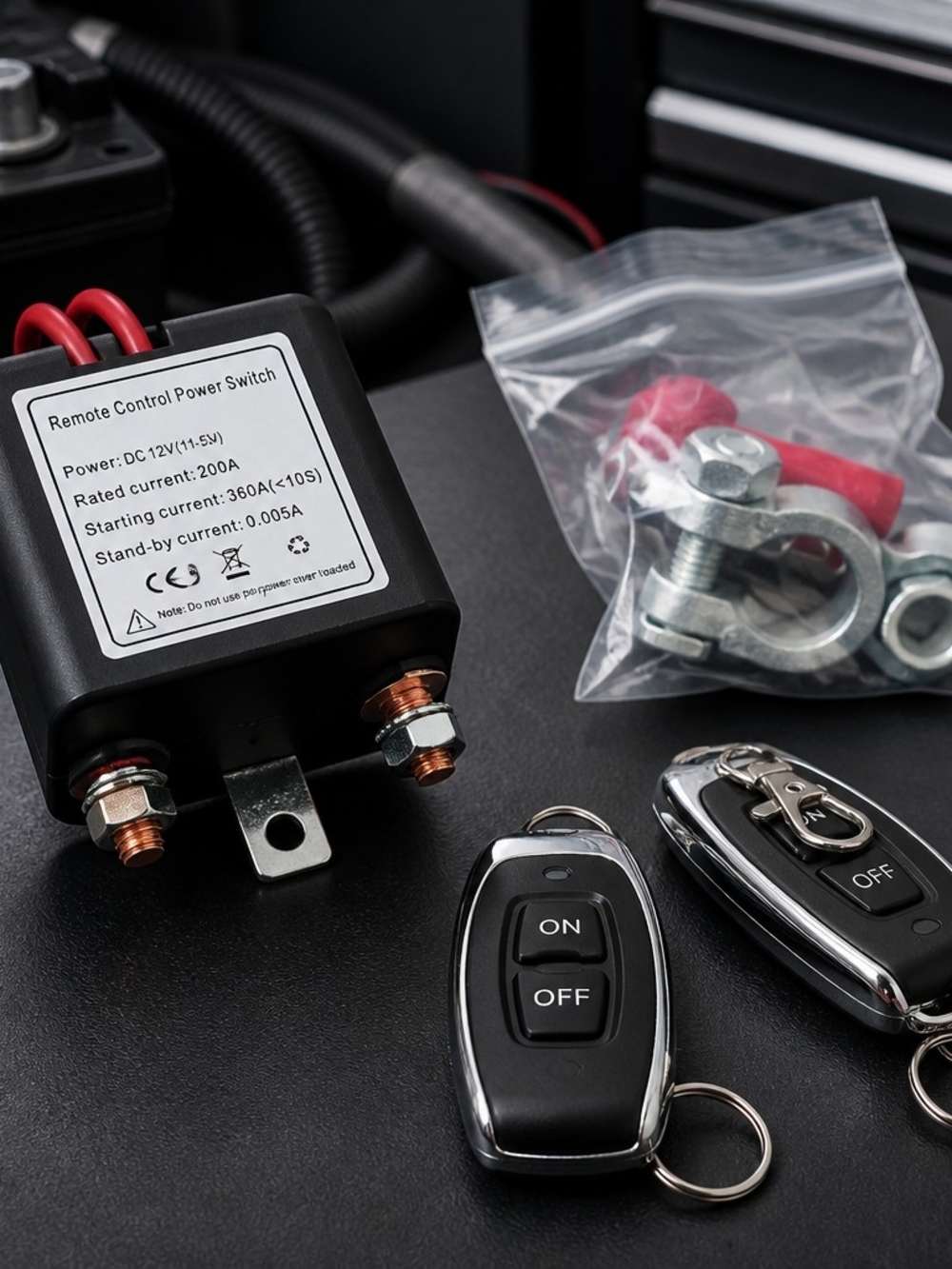 Source Unknown Black Remote Control Power Switch with Silver Trim Key Fobs